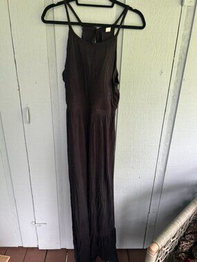 Old Navy Black Ruffle Hem Summer Maxi Dress Unicorn Size Large